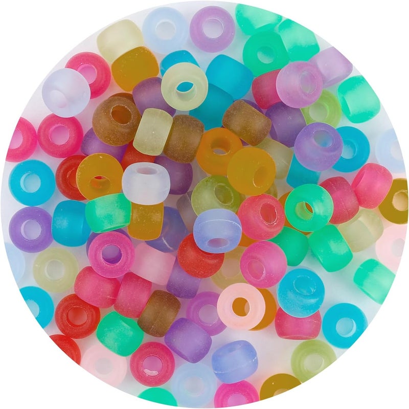 anpiwshjo Pony Beads Bulk 1100 Pcs, Beads for Jewelry Making, Beads for Bracelets Making, Hair Beads, Bracelet Beads, Plastic Beads for Crafts, Hair Beads for Braids for Girls(Frosted Color) - Image 1
